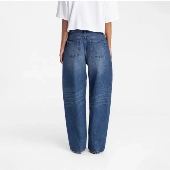 KBB Jeans Barrel Leg NWT by Kahlana Mid Rise Dark Wash Size 0 - Picture 2 of 13